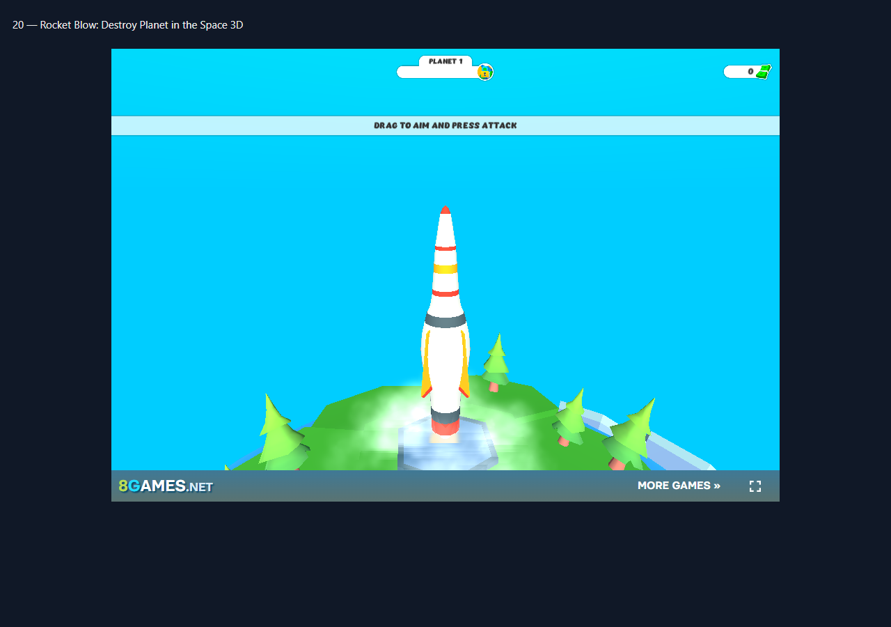 Rocket Blow: Destroy Planet in the Space 3D during the isolated browser check